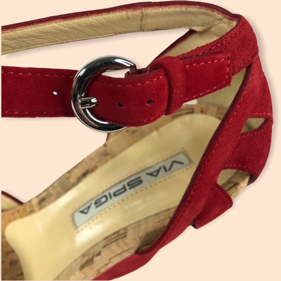 VIA SPIGA Retro 40's Red Shoes Sz. 7 Sandals - Picture 5 of 11